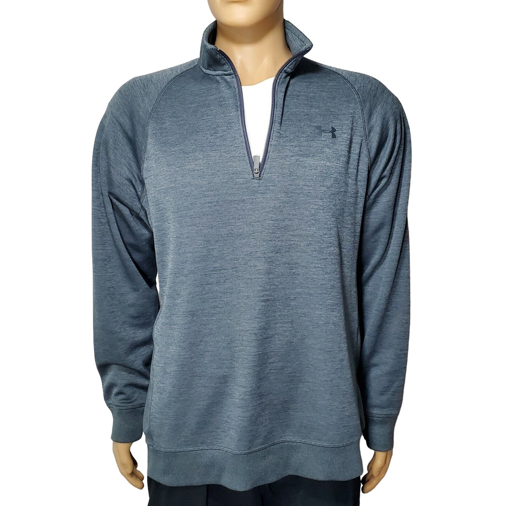 Under Armour Coldgear Fleece 1/4 Zip Gray Athletic Mens Long Sleeve Sz XL EUC